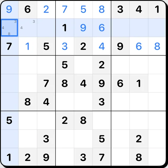 Sudoku grid in progress